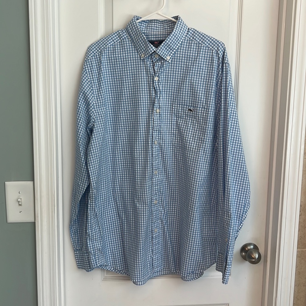 Light blue checkered Vineyard Vines
